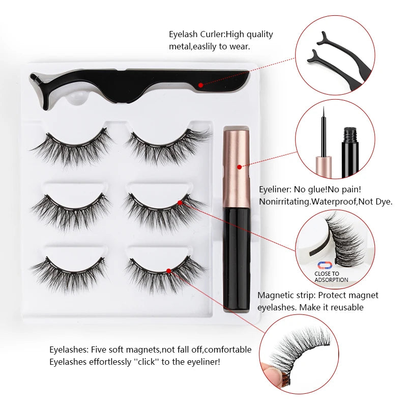 Cílios Magnéticos 3D Mink Eyelashes é perfeito para uma maquiagem natural e suave