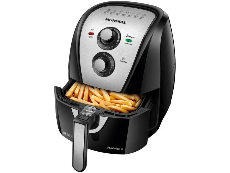 Fritadeira Elétrica Sem Óleo/Ar Fritadeira Mondial Family AFN-40-BI Preta 4L com Temporizador - 110V