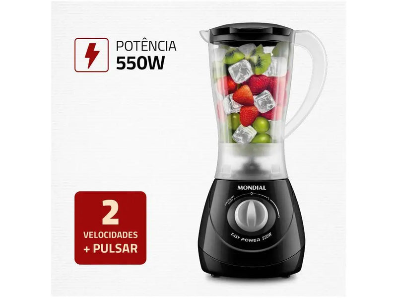 L-550-W Black Mondial Easy Power Blender 2 Speeds 550W - 110V