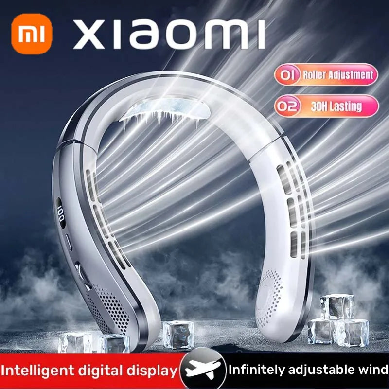 Xiaomi 8000mah usb pendurado pescoço ventilador portátil bladeless mini recarregável mudo display digital ventiladores elétricos refrigerador de ar novo