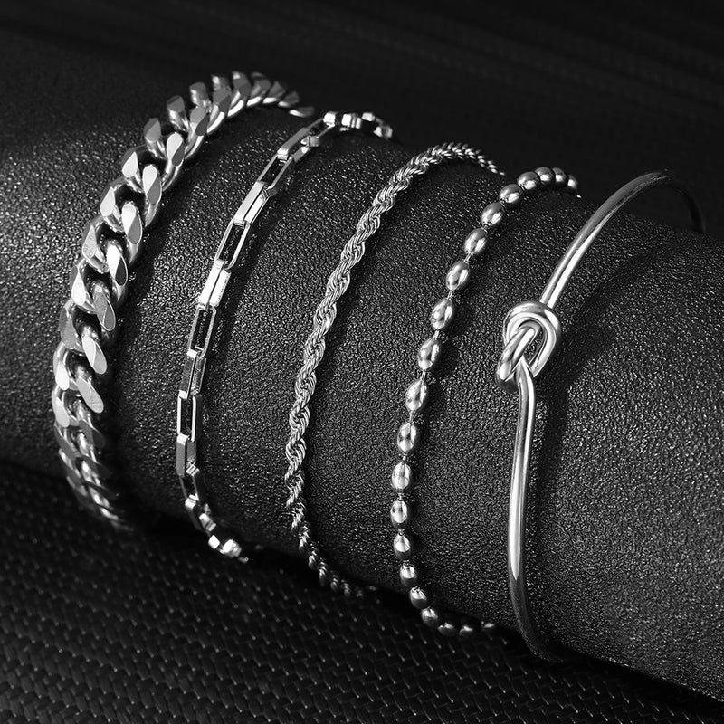 Pulseiras de aço inoxidável conjunto moda atmosfera corrente lindo conjunto de pulseiras para mulheres jóias recomendações de presente de luxo