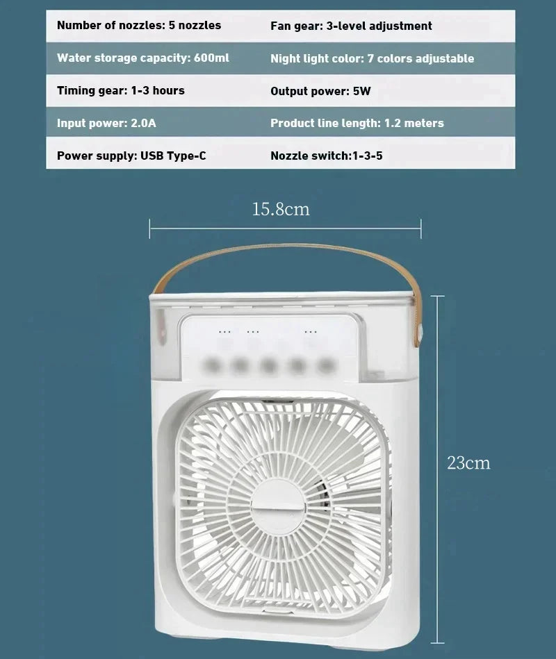 Xiaomi novo mini ventilador portátil condicionadores de ar usb ventilador elétrico refrigerador de ar led luz noturna névoa de água diversão 3 em 1 umidificador de ar