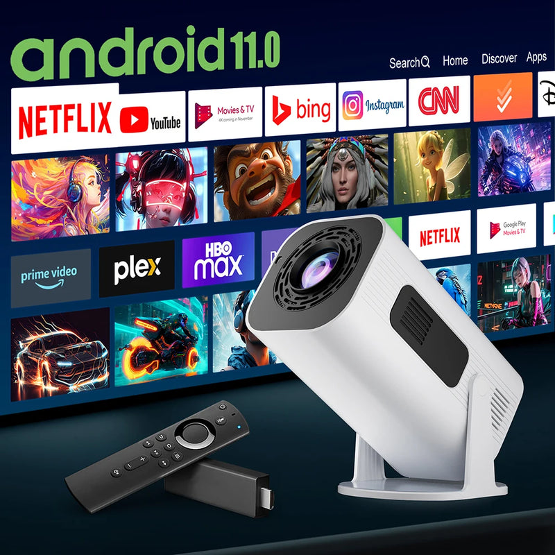 Salange P330 Projetor Inteligente Android 11.0 WiFi BT5.0 Correção keystone automática 1080P Conexão Airplay Home Theater para vídeo 4K